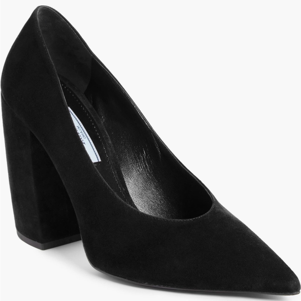 Prada Black Suede Slant Heels